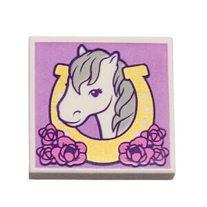 LEGO Horse Horseshoe‎ 2x2 Tile White Lavender 3068pb0992 Heartlake Riding Club